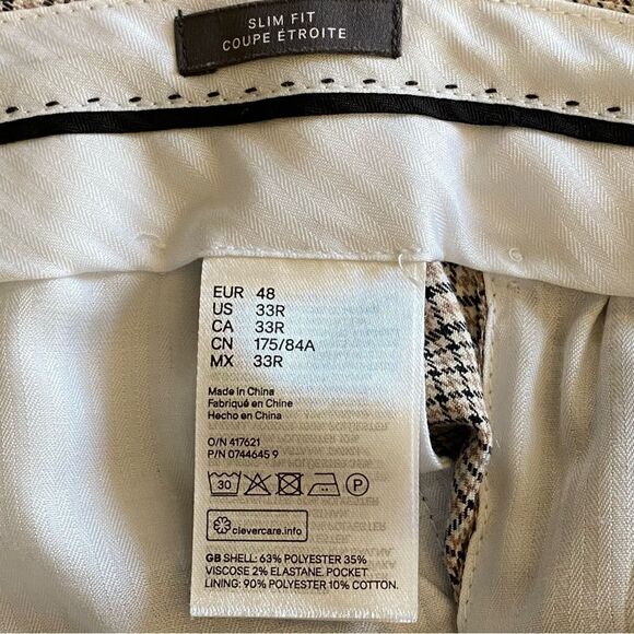 H&M Slim Fit Pants Houndstooth Plaid 33 Regular Men’s Preppy - Picture 9 of 15